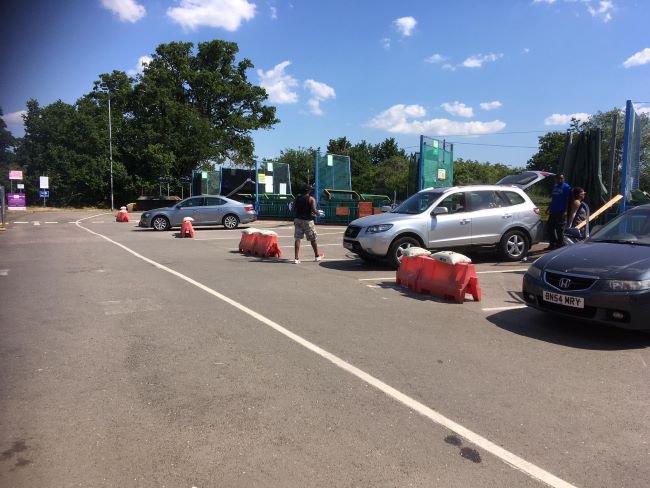 Cars parked up at Buckinghamshire Council's household recycling centre in Burnham