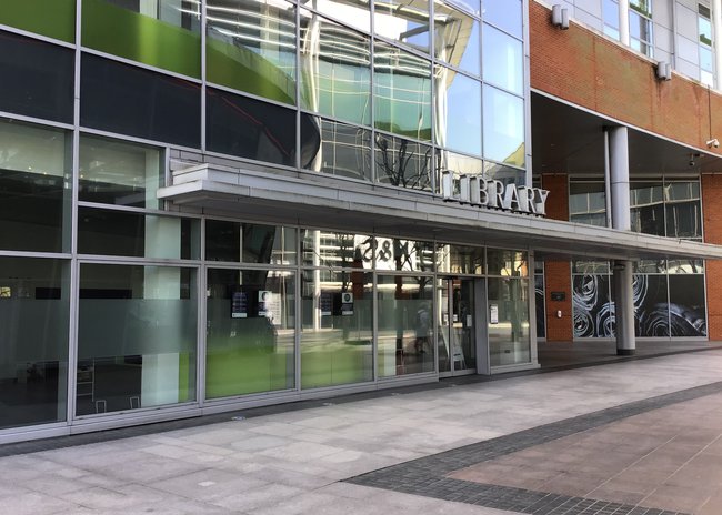 An image of the entrance to High Wycombe library in Buckinghamshire.